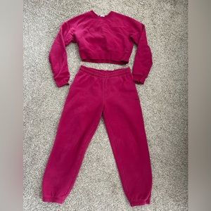 Aritzia TNA cozy fleece perfect crew and cozy fleece boyfriend basic sweatpant